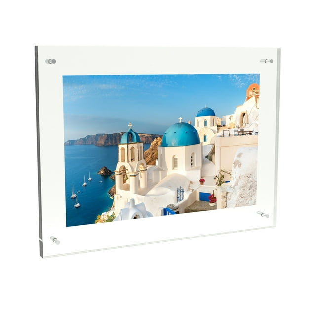 14"x19" Acrylic Picture Frame- Clear Floating Design Photo/Custom Art Display, Wall Mount by Lavish Home