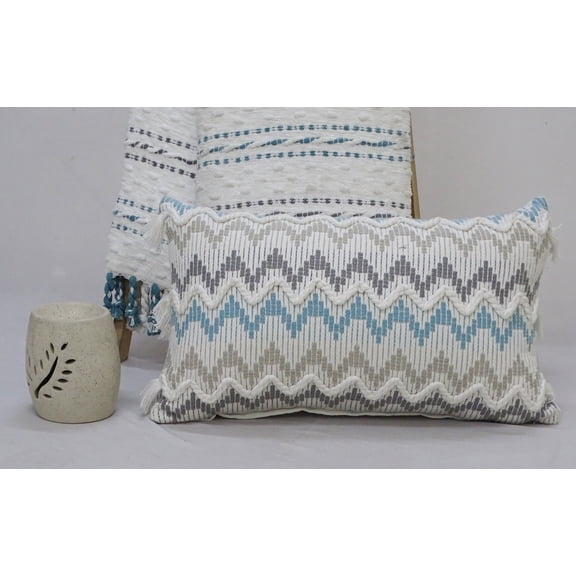 14"x24" Chevron Throw Pillow for Sofa with Braid and Tasssels