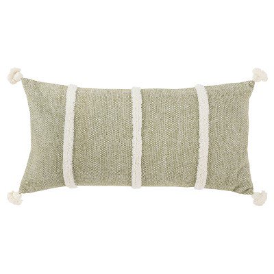 14"x26" Oversized Striped Poly Filled Lumbar Throw Pillow : 20x20 Inch Polyester, Machine Washable Cloth Napkins