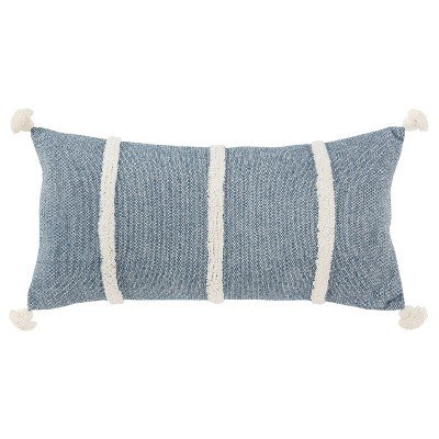 14"x26" Oversized Striped Poly Filled Lumbar Throw Pillow : 20x20 Inch Polyester, Machine Washable Cloth Napkins