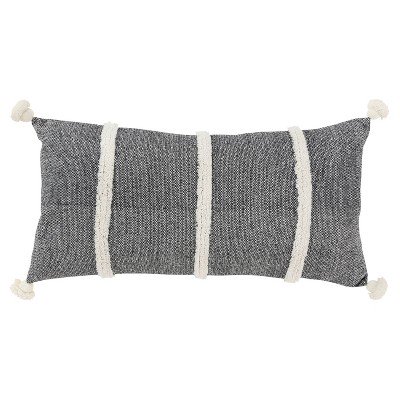 14"x26" Oversized Striped Poly Filled Lumbar Throw Pillow : 20x20 Inch Polyester, Machine Washable Cloth Napkins