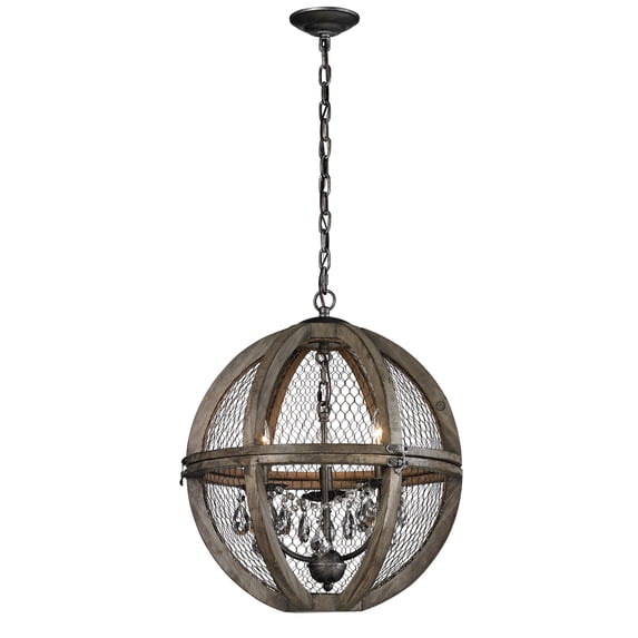 140-007-Elk Home-Renaissance Invention - Transitional Style w/ Luxe/Glam inspirations - Wire and Wood 3 Light Small Chandelier - 21 Inches tall 18