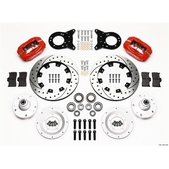 140-11072-DR Front Disc Brake Kit for 1965-1969 Ford Mustang, Red