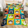 140*200cmCartoon Cat Plaid Print Bedding Queen Size Bed Cute Pet Cat
