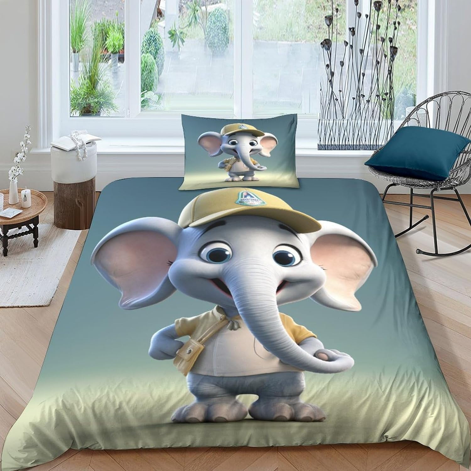 140*200cmCool Baby Elephant Duvet Cover Quilt Cover Bedding Set for