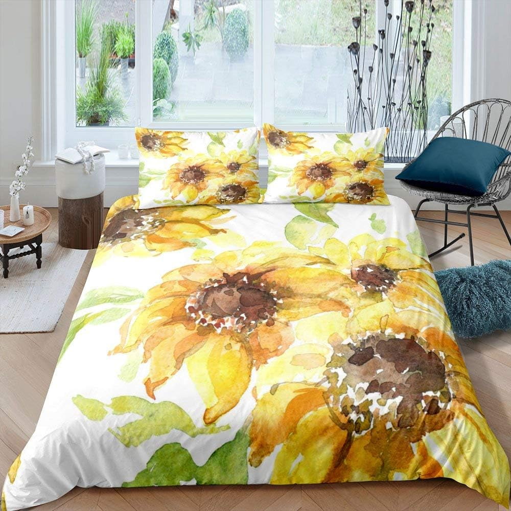 140*200cmOil Painting Sunflower Bedding Set Girls Adult Single Rose