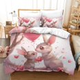 140*200cmRabbit Bedding Set Printed Duvet Cover Anime Style Quilt