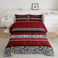 140*200cmRed Striped Duvet Set King Size Leopard Zebra Floral Print