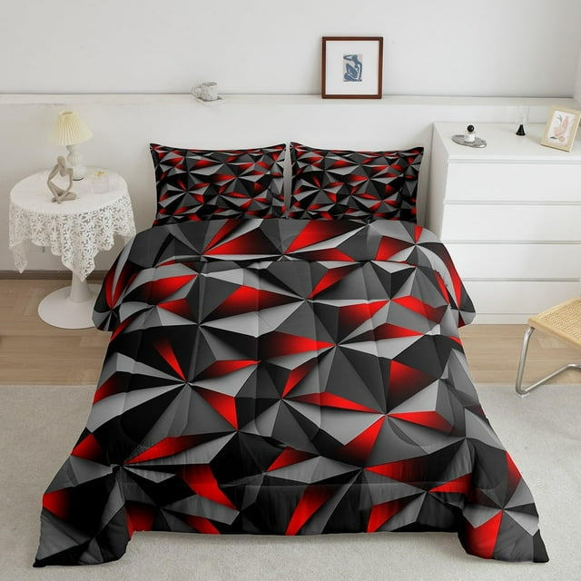 140*200cmSet biancheria da letto rosso nero Twin Size Ragazzi Ragazze