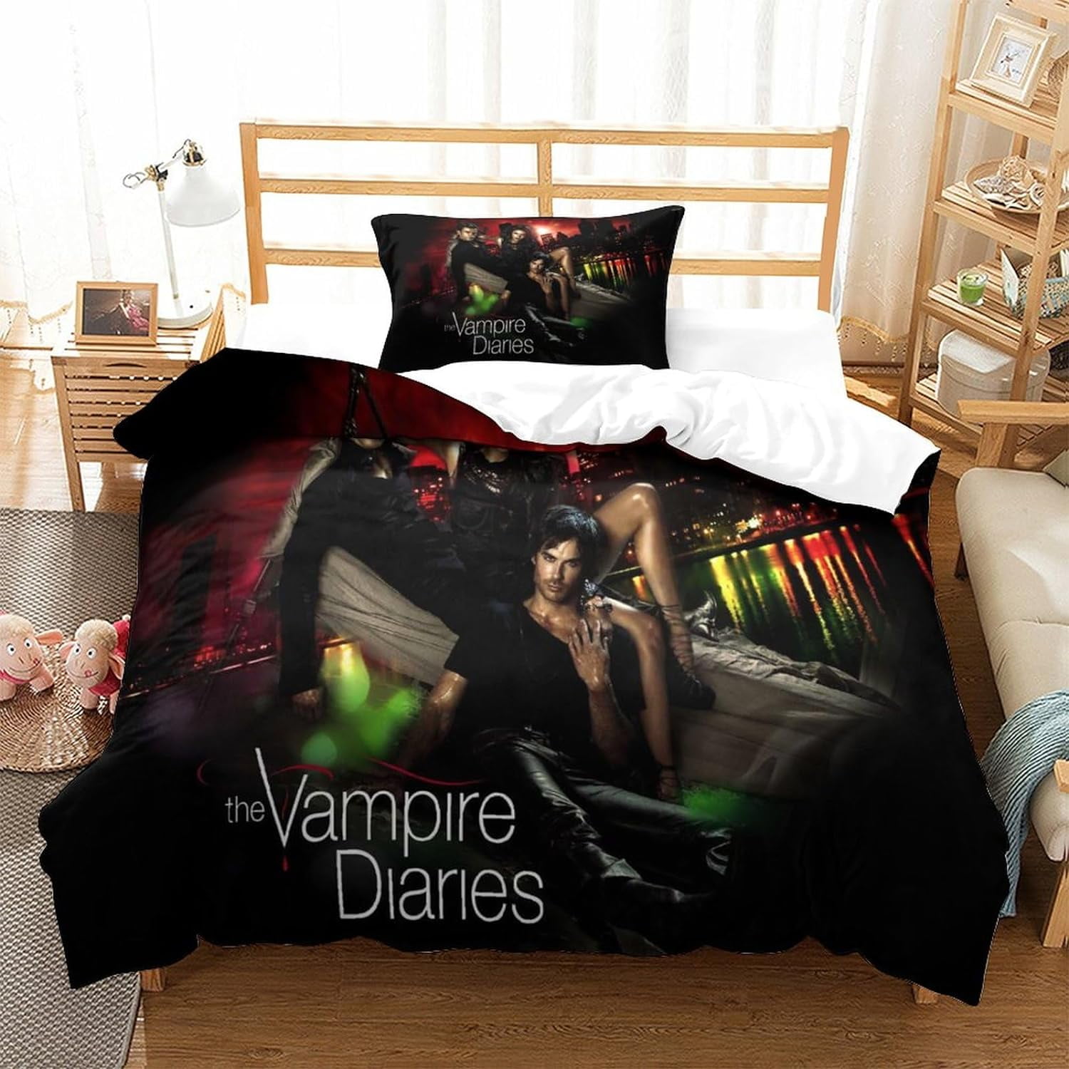 140 200cm The Vampire Diaries Parure de lit pour garcon et fille en microfibre douce avec housse de couette et taie d oreiller avec fermeture eclair in Ecuador at USD 66 Rating 5
