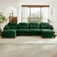 thumbnail image 1 of 140" Cloud Couch, Sectional Couches for Living Room, Green Modern Modular U-Shaped Sofa with Ottoman, Soft Chenille, Tufted Back, Easy Install, 1 of 21