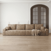 140" Corduroy Rustic Couch, Contemporary Sofa with Modular, Modern Accent Couch with Deep-Seat for Living Room, Camel
