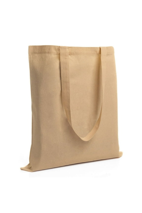 Pack of 12 – 100% Cotton Reusable Tote Bags – Bulk Grocery, Shopping, DIY, Beach & Gift Use (Brown Melange)