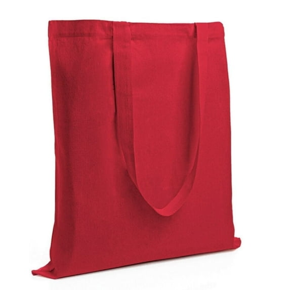 Top Cotton Pack of 12 – 100% Cotton Reusable Tote Bags – Bulk Grocery, Shopping, DIY, Beach & Gift Use (Red)
