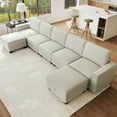 thumbnail image 1 of 140" Large U Shaped Sectional Couch with Ottoman Chaise, Convertible Modular Sectional Sofa with Ottomans, 7 Seat Comfy Corner Couch Lounge Modern Modular Couches for Living Room, Office, Beige, 1 of 9