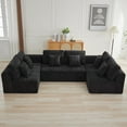 thumbnail image 1 of 140''Modular Sectional Couches for Living Room, Cloud Boneless Compressed Sectional Sofa, Oversized U Shaped 6 Seater Upholstered Memory Foam Sofa, No Assembly, Chenille Black, 1 of 1