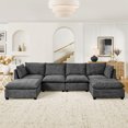 thumbnail image 1 of 140" Oversized Modular Sectional Sofa with Chenille Cloud Cushions, 30" Deep Seats & 330LBS/Seat Support, U-Shaped Sleeper for Living Room, Grey, 1 of 9