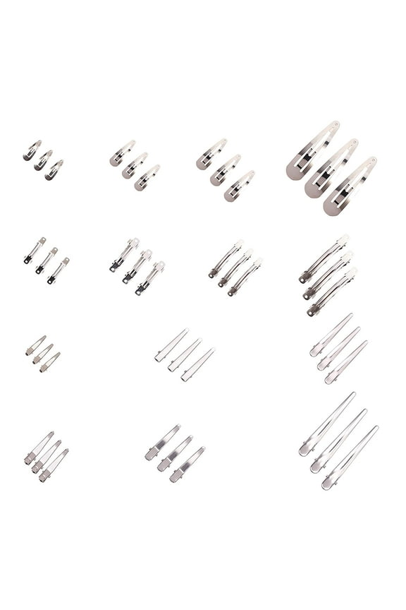 140 PCS 3 Style Mixed size Iron Hair Clip Snap Hair Clips Barrettes Findings diy