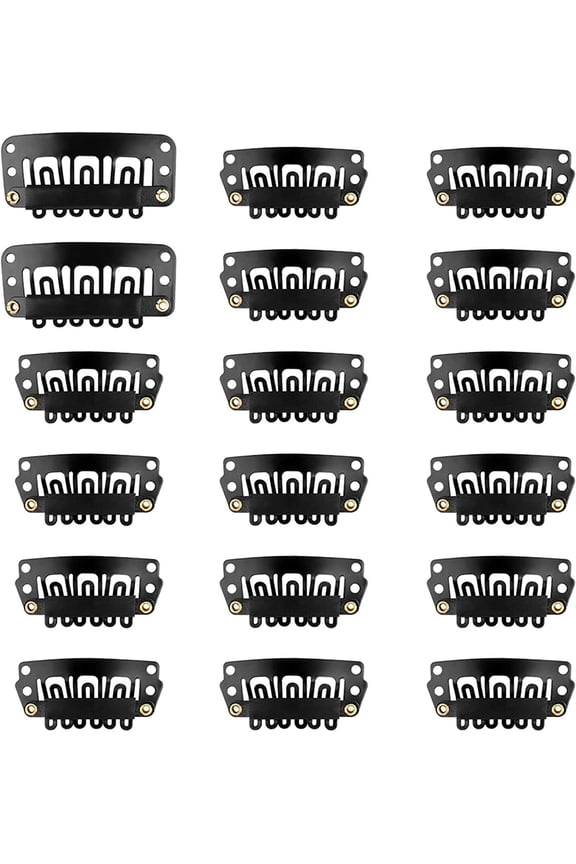 140 PCS Wig Clips, 6-Teeth U Shape Snap Combs for Hair Extensions and Wefts with 2 Sizes (1.25 Inch, 1.1 Inch, Black)