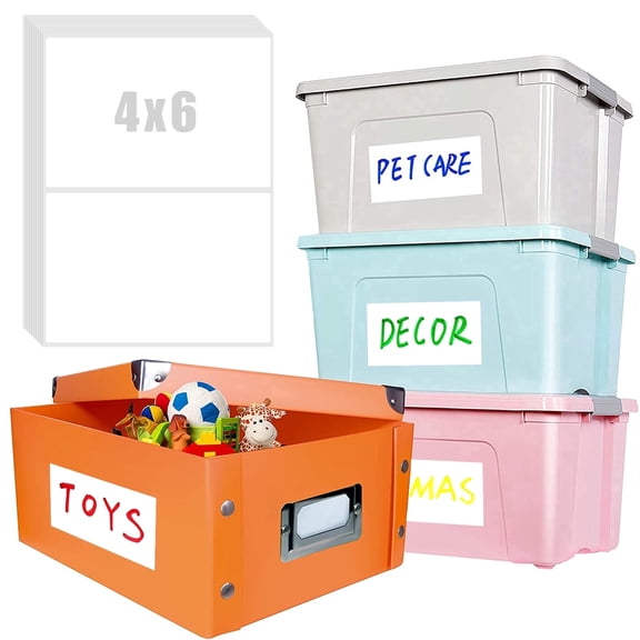 140 Pack 4x6 Removable Blank Labels, Waterproof Matte White Synthetic Stickers, Residue-Free Self-Adhesive Large Labels for Storage Bins, Containers, Moving, Organization, Warehouse & Home Use