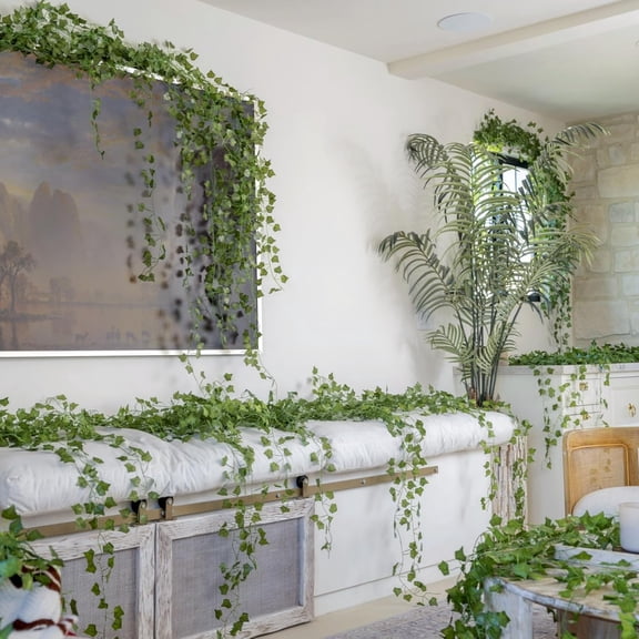 140 Pack 980Ft Artificial Ivy Garland Green Leaves Fake Vines for Home Kitchen Wedding Party Garden Wall Room Decor