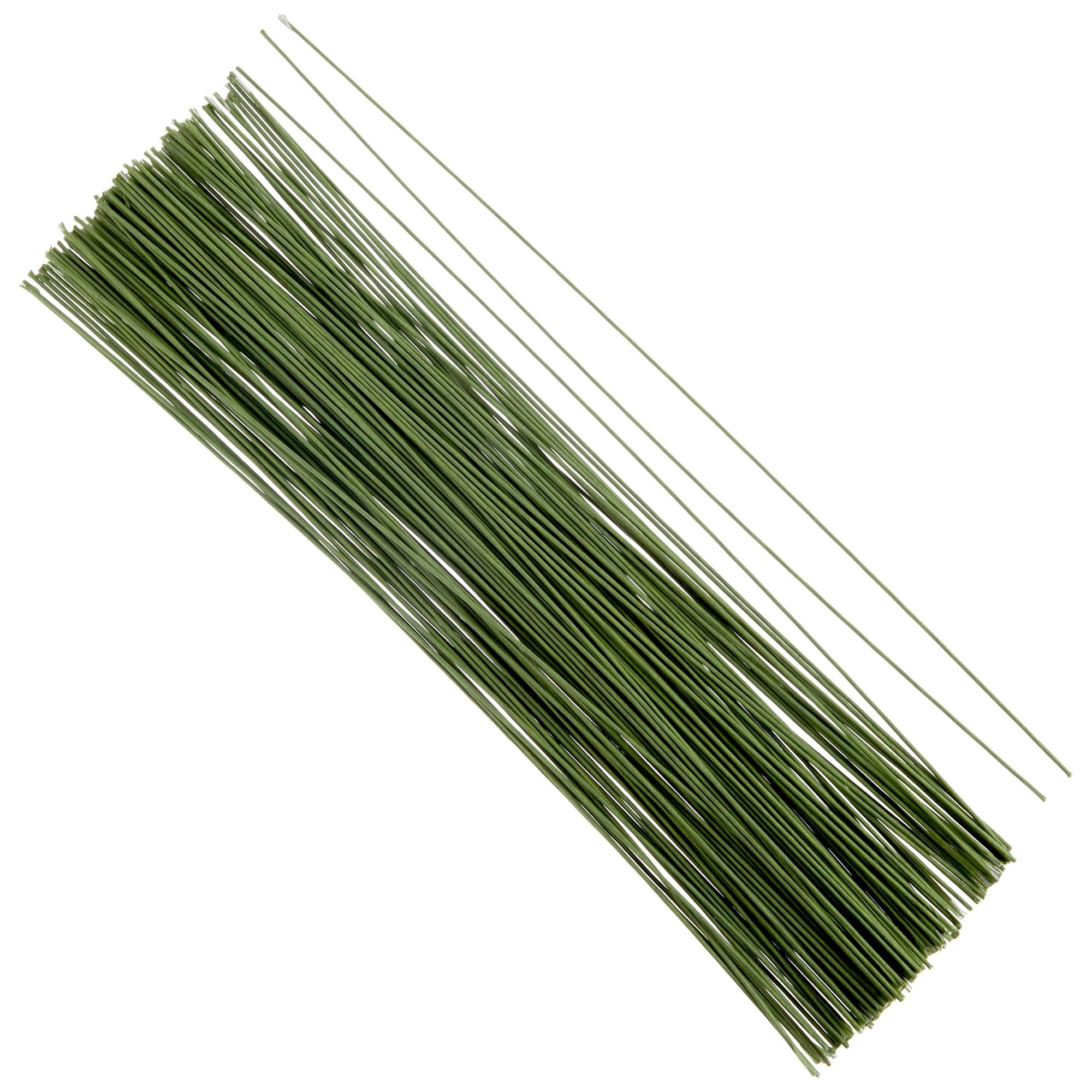 Hamiggaa 200 Pcs Floral Flower Stem Wire,16 inch 22 Gauge Flower Paper Wrapped Wire,Green Crafting Floral Stem for Flower Arrangements DIY,Bouquent