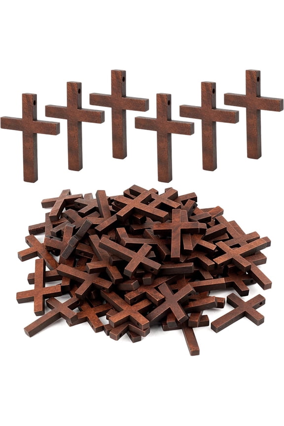 140 Pack Wood Cross Pendants Necklace Natural Wooden Christian Crosses Suitable for Men Women Crafts Jewelry Projects Decorations