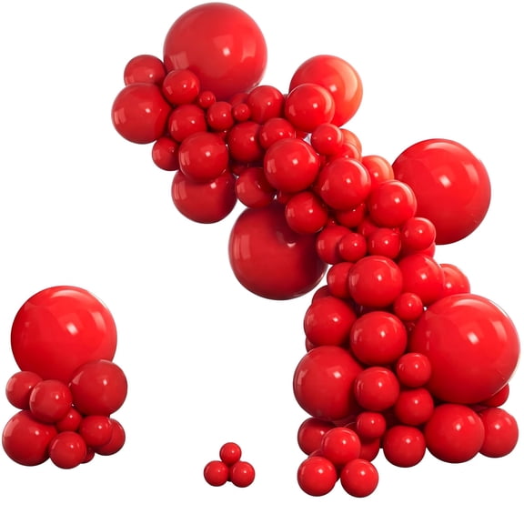 140 Pcs Red Balloon Garland Arch Kit, Mixed Sizes 18, 12, 10, 5 Inch, Suitable for Birthday, Graduation, Bachelorette, Citizenship, Anniversary, Cherry, Casino Theme Parties, Wedding Decor, Red