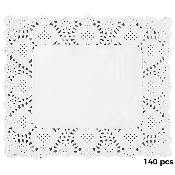 140 Pcs White Lace Rectangle Paper Doilies 11.8 x 15.7 in / 30 x 40 cm, Cake Packaging Pads, Tableware Decoration, Absorbent Oil-proof Placemats