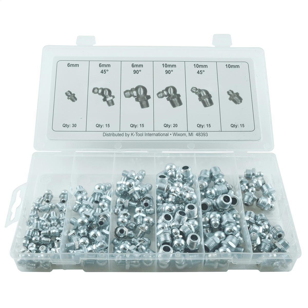 K Tool International 140 Piece Metric Grease Fitting Assortment