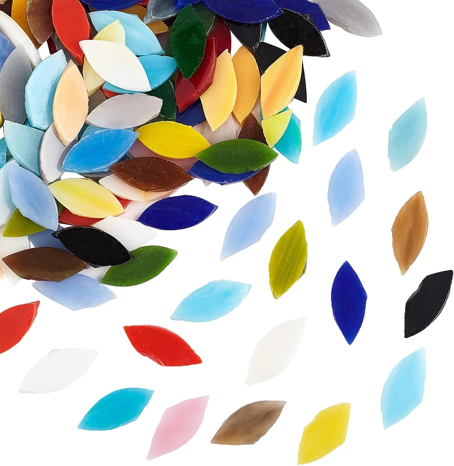 140 Pieces Petal Mosaic Tiles Mixed Color Handmade Stained Glass Flower Leaves Tiles Mosaic Glass Pieces for Home Decoration or DIY Crafts