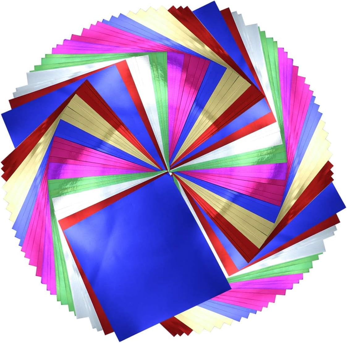 140 Sheets 6"x 6" 7-Color Foil Cardstock Folding Paper - Metallic Mirror Finish, Ideal for DIY Cards, Invitations, Scrapbooking & Arts Crafts