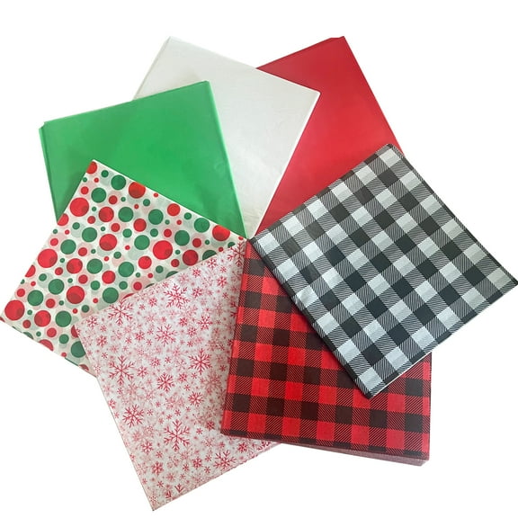 140 Sheets Christmas Tissue Paper,Assorted Xmas Design Bulk Gift Wrapping Paper for Gift Boxes DIY Crafts Birthday Holiday Decoration,19.7"x19.7"(7 Patterns)