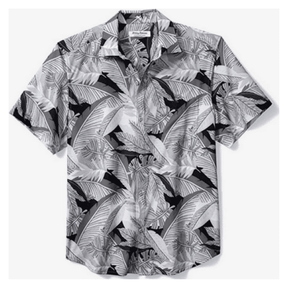 $ 140 Tommy Bahama Coast Jungle Bay Shirt BT325816 Polyester Carbon Grey XLT