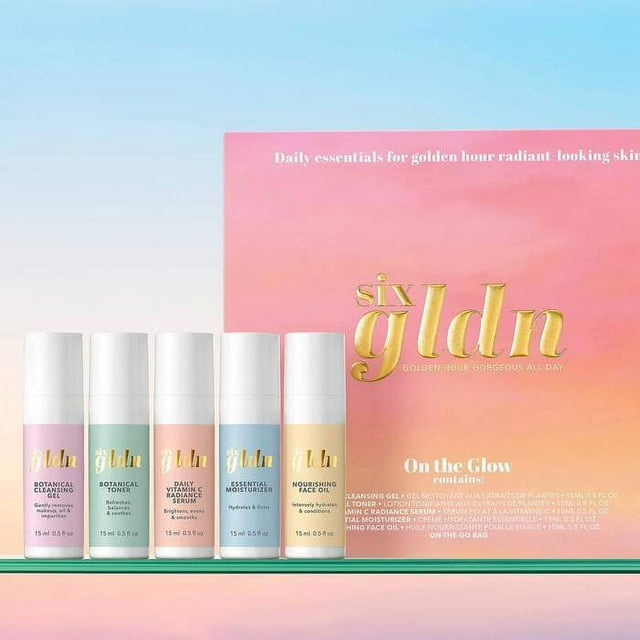 ($140 Value) Six Gldn On the Glow Skin Care Set, For All Skin Types