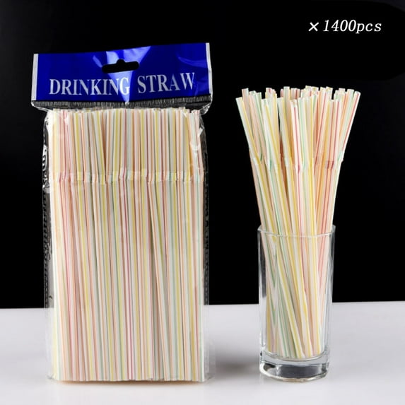 1400-Pack Flexible Drinking Straws, Assorted Colors Plastic Disposable Bendy Straws - 8.1" x 0.19"/ Home Essentials