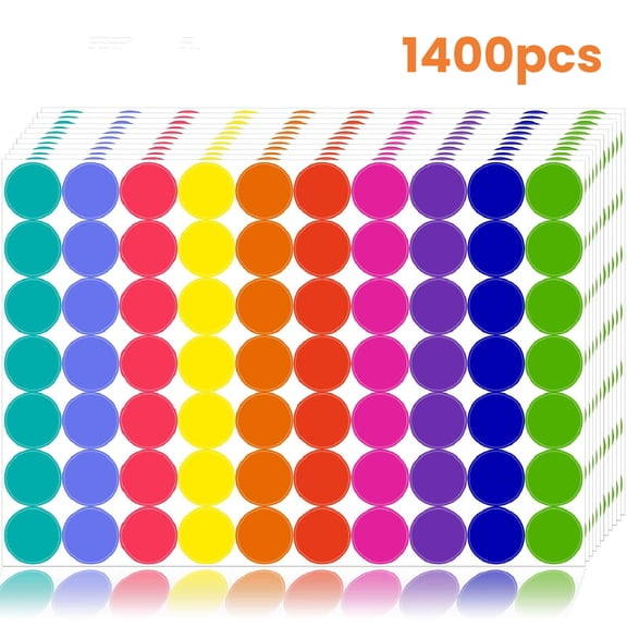 1400 Pcs Color Dot Stickers - 0.78" Round Coded Labels for Organization in Office, Classroom, or Home Teaching Events, Garage Sales & More- Polka Dot Label Stickers.