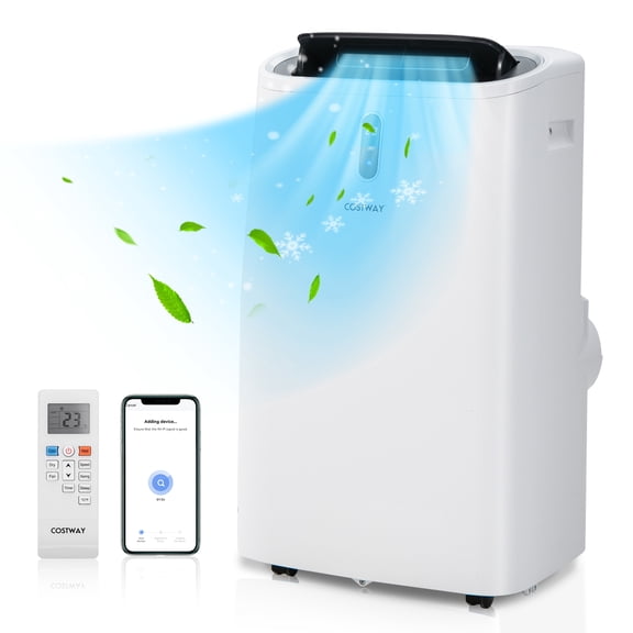 14000 BTU 4-in-1 Portable Air Conditioner with Heat, Cool, Fan & Dehumidifier, Smart WiFi & App Control, 3-Speed Settings, 70 Oscillation, with Remote & Window Kit