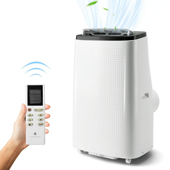 14000 BTU Portable Air Conditioner, 3-In-1 AC Unit with Cooling, Fan & Dehumidifier, for Rooms Up to 750 Sq.Ft, Includes Remote Control, Sleep Mode, Auto Swing & 24H Timer