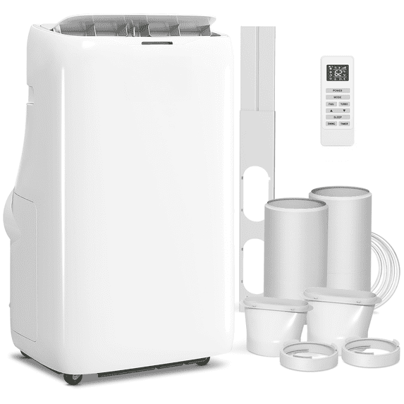 14000 BTU Portable Air Conditioner, Inverter Dual Hose AC for 700 Sq Ft, Cool, Dehumidifier, Fan, Window Kit Included