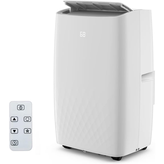 14000 BTU Portable Air Conditioner with Remote Control, 4-IN-1 Remote Control Vertical AC Unit Cooling up to 750 Sq. Ft. Cooling/Dehumidifier/Fan/Timer, Low Noise, Apartment, Bedroom, Office, White