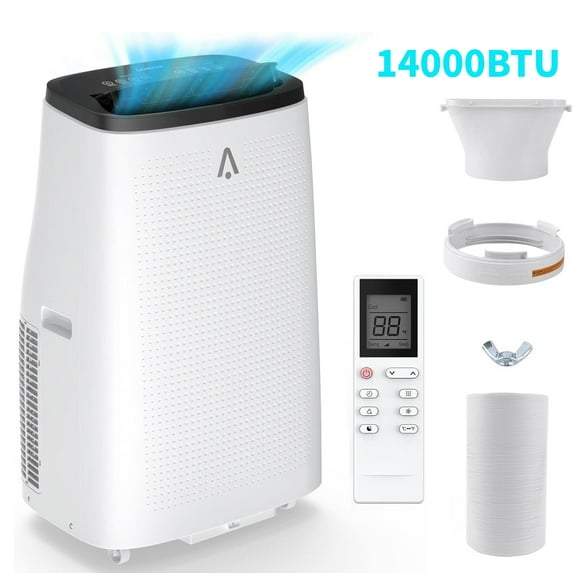 14000 BTU Portable Air Conditioner with Remote Control,Cools up to 750 Sq.ft,3-in-1 Portable AC w/Dehumidifier, Fan & Sleep Mode,White Black