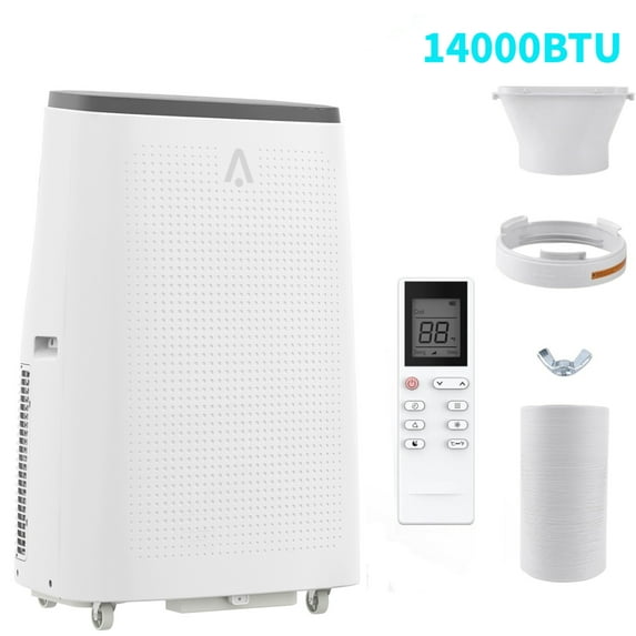 14000 BTU Portable Air Conditioner with Remote Control,Cools up to 750 Sq.ft,3-in-1 Portable AC w/Dehumidifier, Fan & Sleep Mode,White Gray