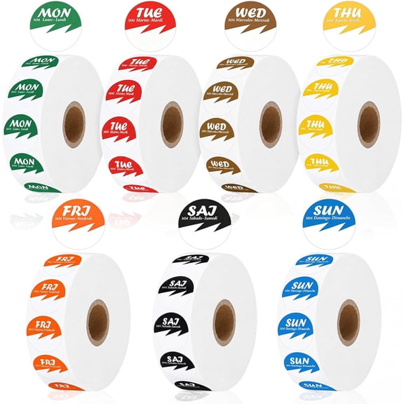 14000 Pcs Day of The Week Labels 1 Inch Food Rotation Stickers Monday to Sunday Removable Inventory Management Self Adhesive Dot Sticker for Kitchen Restaurant Container Organization