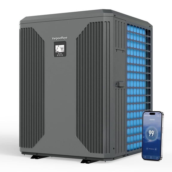 140000BTU Full Inverter Pool Heat Pump for 42000 Gallons Above Ground Pools, WiFi Capable Smart Touch Control Electric Pool Heater for Inground Pools, Timer, Heating&Cooling, 220V