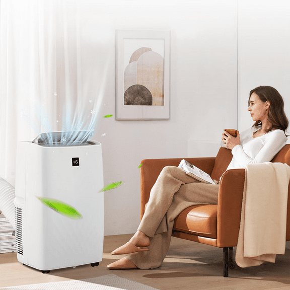 14000BTU Portable Air Conditioners Cool Up to 750 Sq.Ft, 4 in 1 Portable AC Unit/Dehumidifier/3 speeds fan/Sleep Mode, with Remote Control and Window Kit