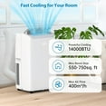 thumbnail image 1 of 14000Btu Portable Air Conditioner Cools Up to 750 Sq.Ft, Portable AC Unit with Dehumidifier & Fan Modes, Remote Control, Installation Kits, 3 Speed, Auto Swing, 24H Timer, White, 1 of 8