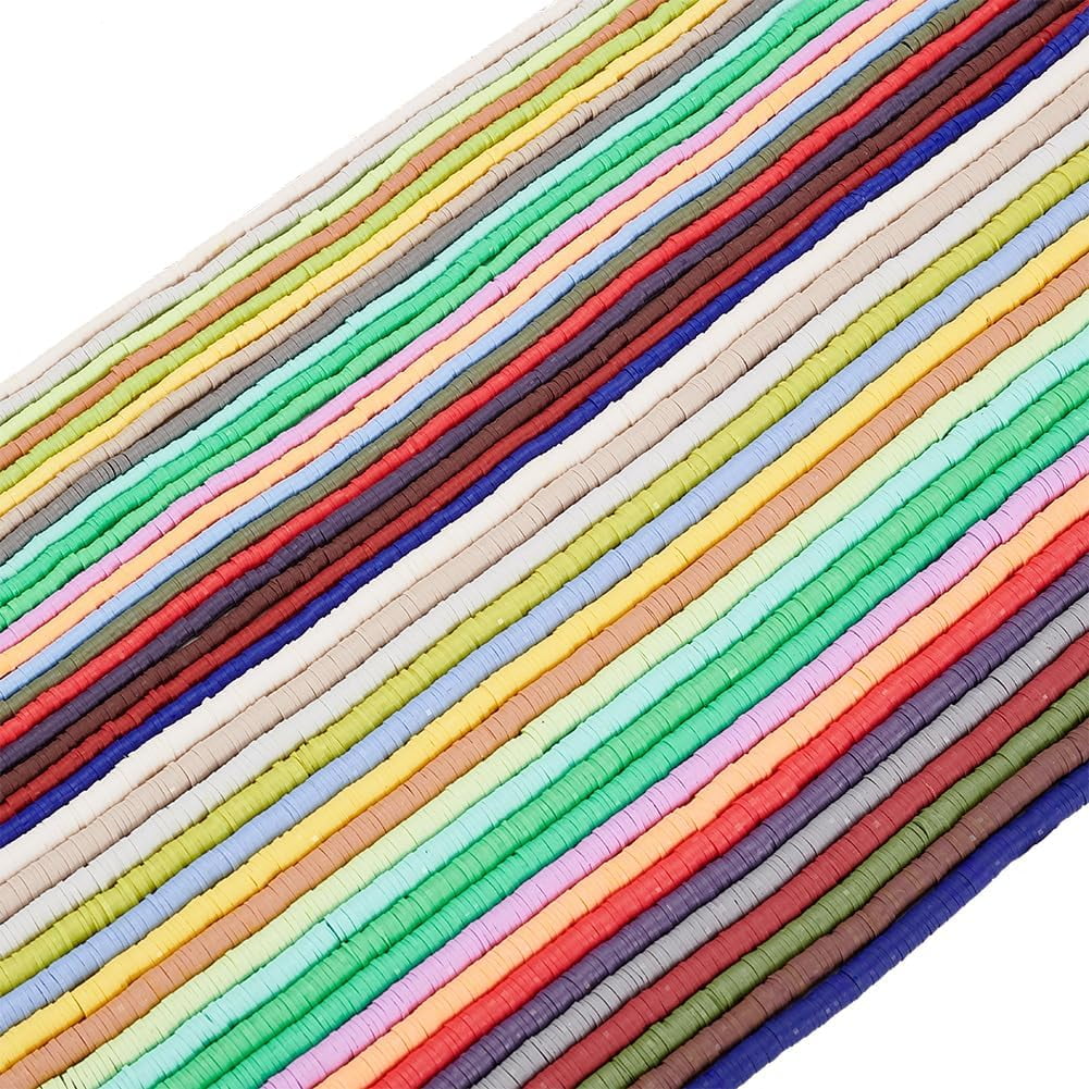 14000pcs 4mm 6mm Polymer Clay Flat Beads 20 Colors Handmade Heishi Clay Beads Flat Round Beads Disc Beads for DIY Jewelry Making Bracelets Making Craft Earrings