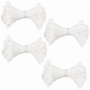 1400PCS 3mm White Double Heads Handmade Flower Stamen Flower Stamens Pistil Artificial Pearlized Floral Pollens Stamen for Scrapbook Decoration Handicrafts White