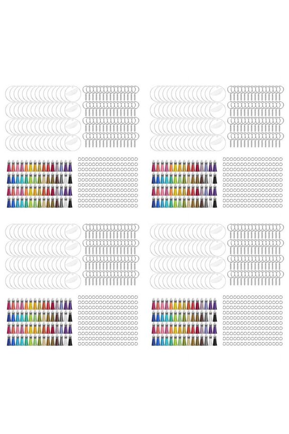 1400Pcs Acrylic Clear Keychain Blanks for Vinyl with Blanks, Tassels, Jump Rings, Keychain Rings for DIY Keychain Craft